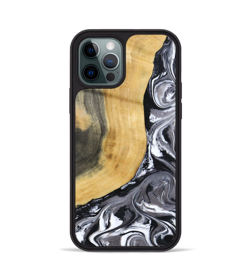 iPhone 12 Pro Wood Phone Case - Arther (Black & White, 793908)