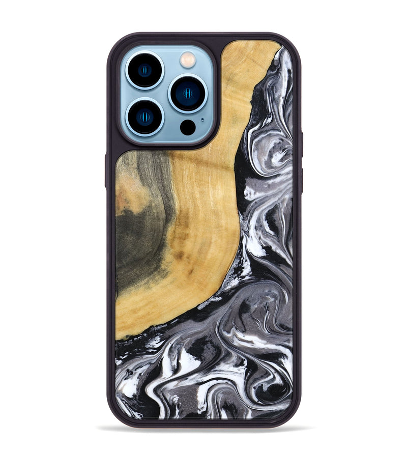 iPhone 14 Pro Max Wood Phone Case - Arther (Black & White, 793908)