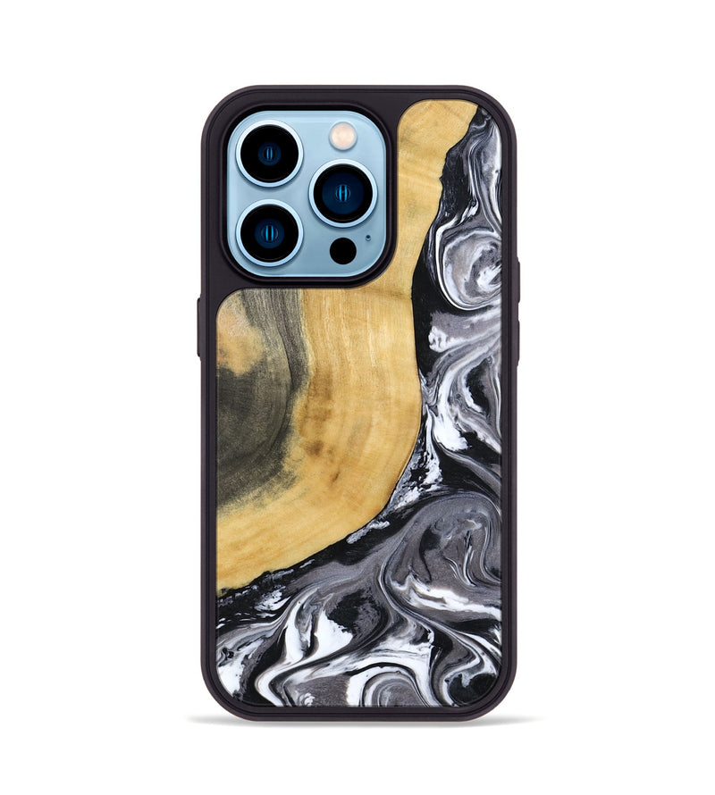 iPhone 14 Pro Wood Phone Case - Arther (Black & White, 793908)