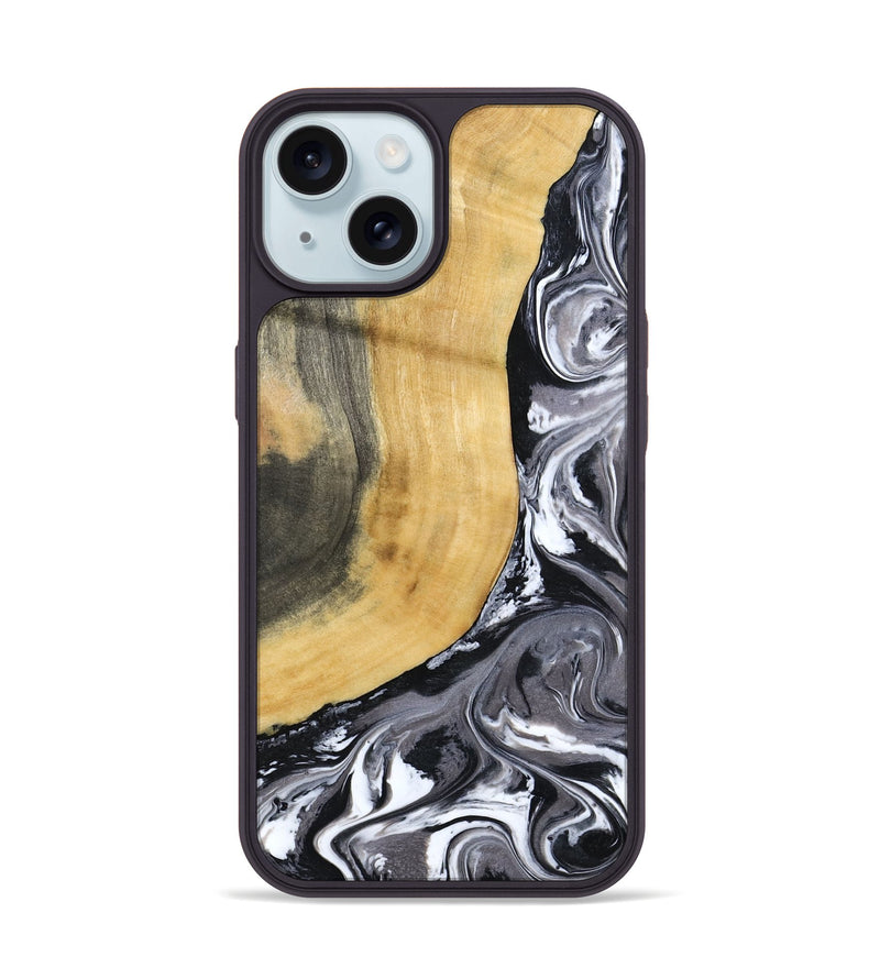 iPhone 15 Wood Phone Case - Arther (Black & White, 793908)