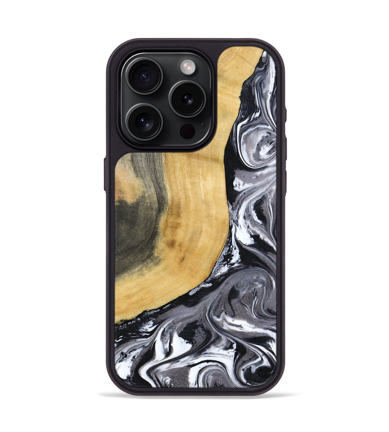 iPhone 15 Pro Wood Phone Case - Arther (Black & White, 793908)