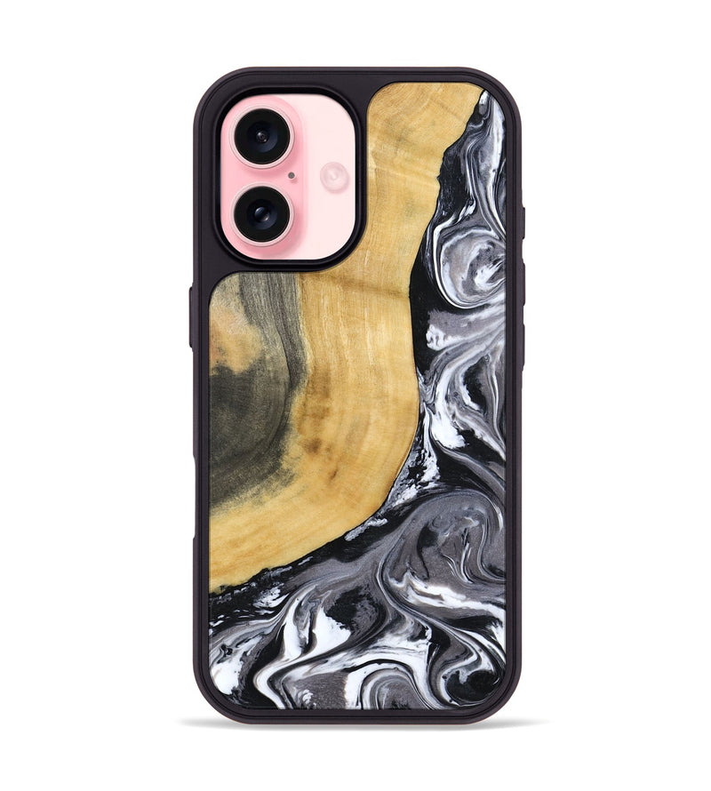 iPhone 16 Wood Phone Case - Arther (Black & White, 793908)