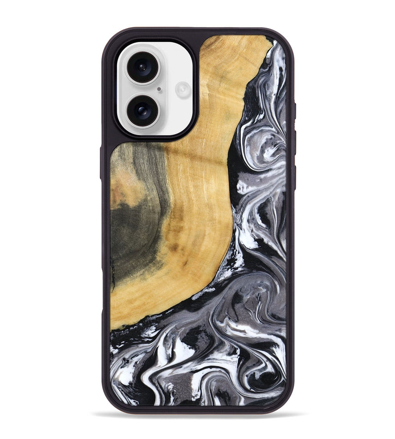 iPhone 16 Plus Wood Phone Case - Arther (Black & White, 793908)