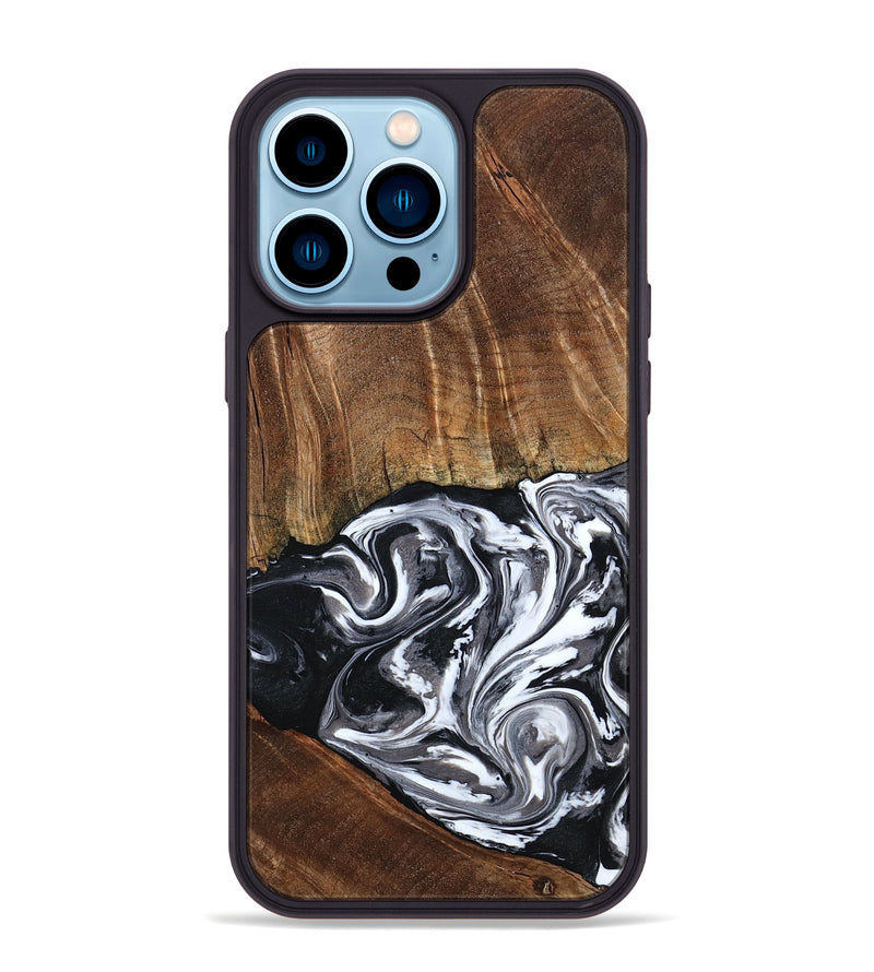 iPhone 14 Pro Max Wood Phone Case - Ona (Black & White, 793911)