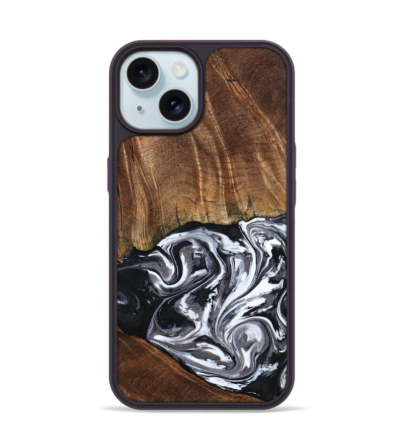 iPhone 15 Wood Phone Case - Ona (Black & White, 793911)