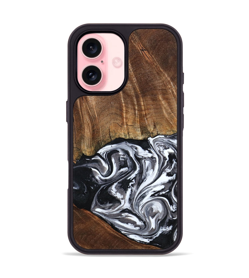 iPhone 16 Wood Phone Case - Ona (Black & White, 793911)