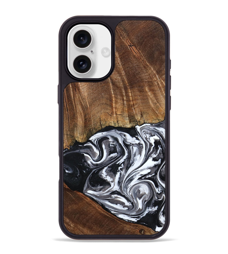 iPhone 16 Plus Wood Phone Case - Ona (Black & White, 793911)