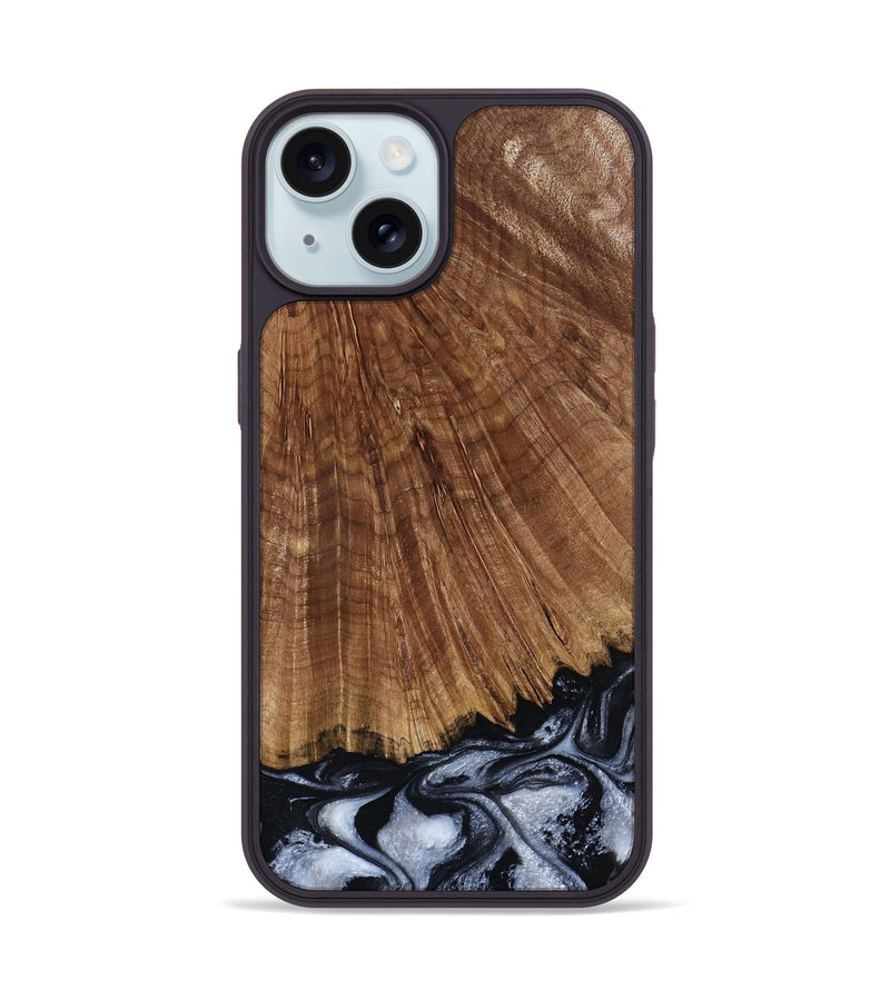 iPhone 15 Wood Phone Case - Laurie (Black & White, 793912)