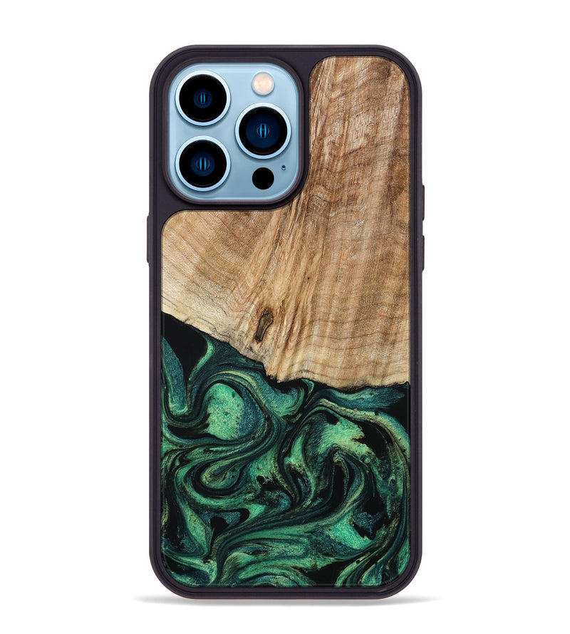 iPhone 14 Pro Max Wood Phone Case - Abe (Green, 794004)