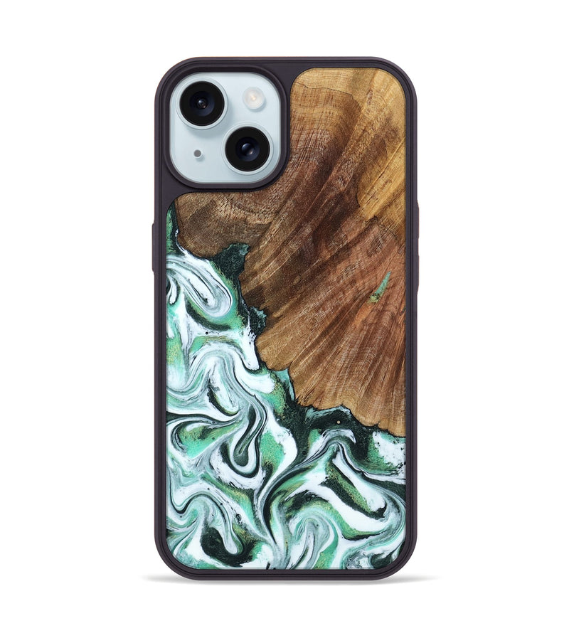 iPhone 15 Wood Phone Case - Althea (Green, 794010)