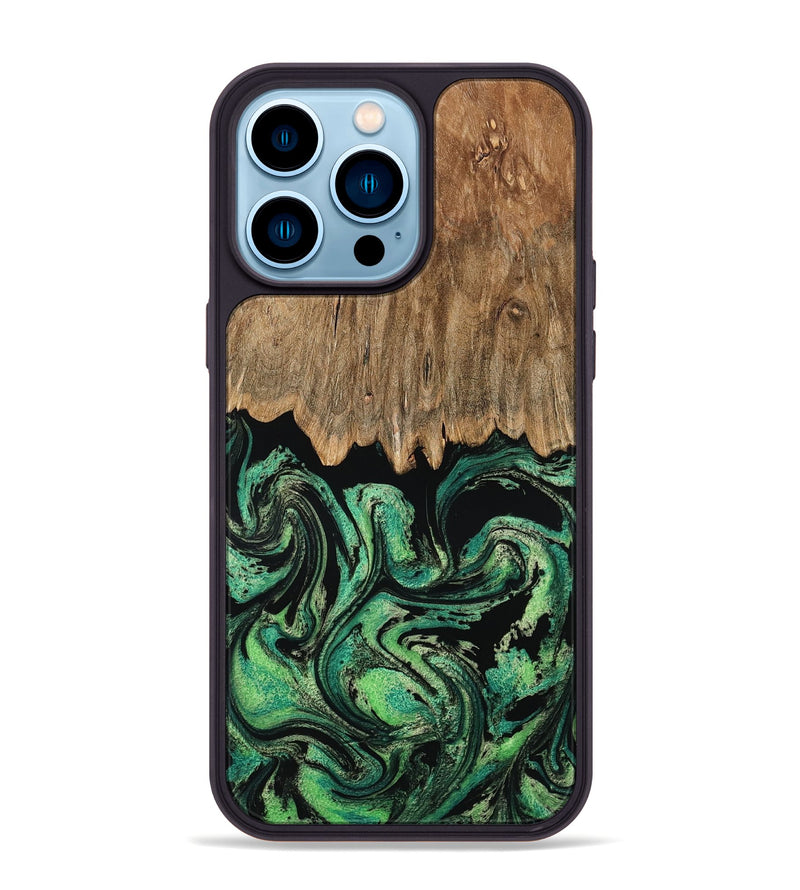 iPhone 14 Pro Max Wood Phone Case - Haiden (Green, 794016)
