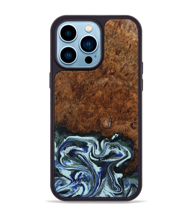 iPhone 14 Pro Max Wood Phone Case - Emmit (Blue, 794020)