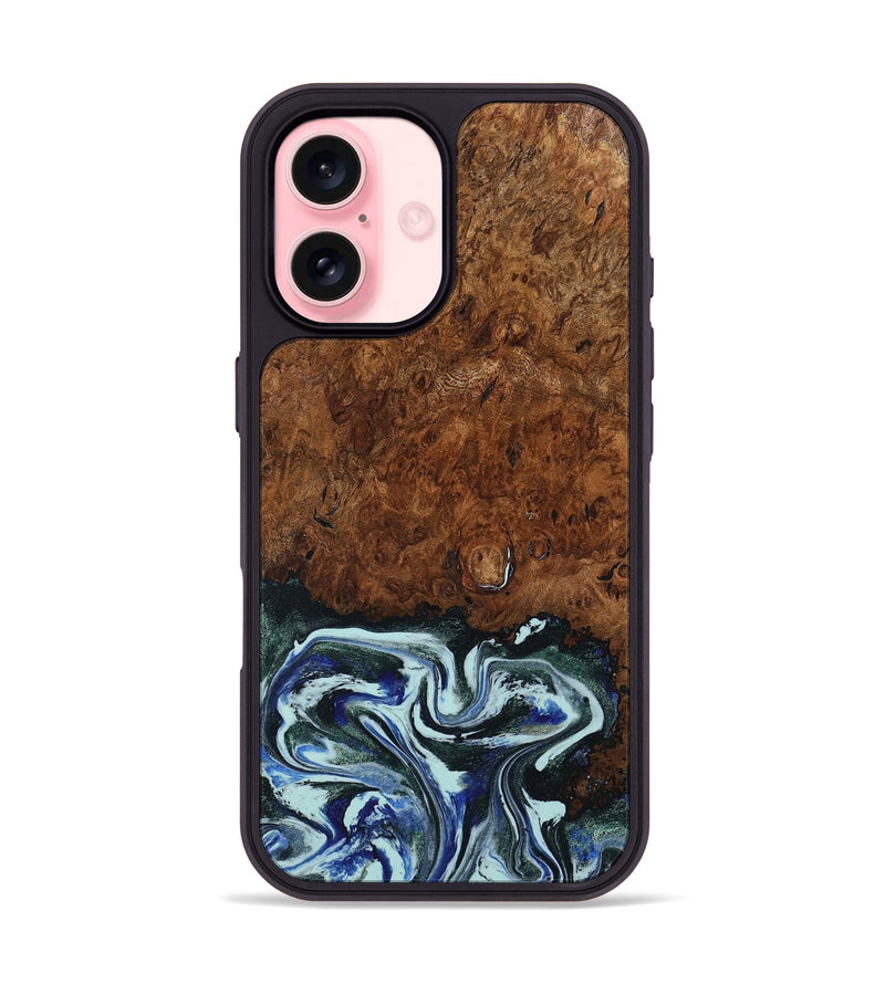 iPhone 16 Wood Phone Case - Emmit (Blue, 794020)