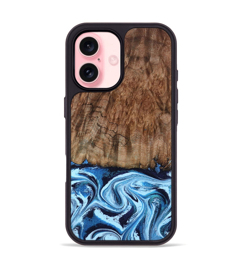 iPhone 16 Wood Phone Case - Lorelei (Blue, 794030)