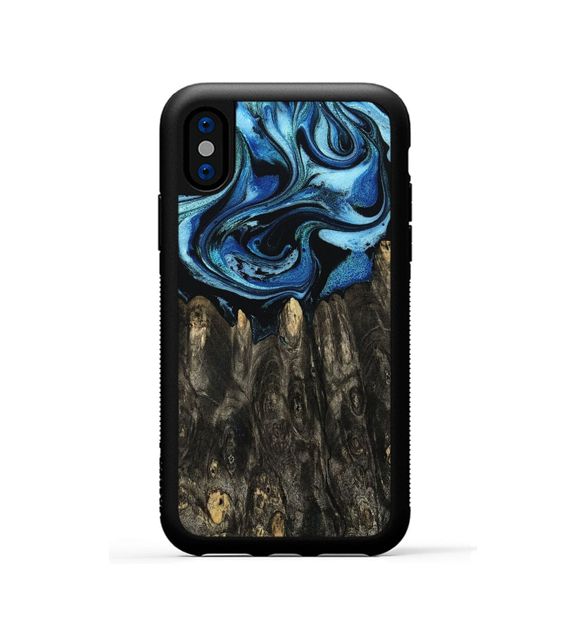 iPhone Xs Wood Phone Case - Sharron (Blue, 794045)