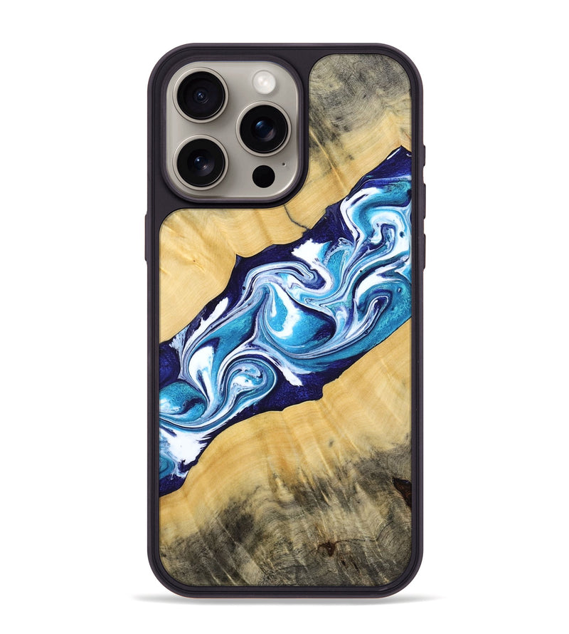 iPhone 15 Pro Max Wood Phone Case - Martha (Blue, 794050)