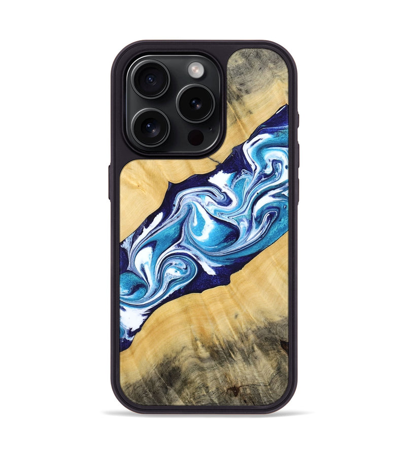 iPhone 15 Pro Wood Phone Case - Martha (Blue, 794050)