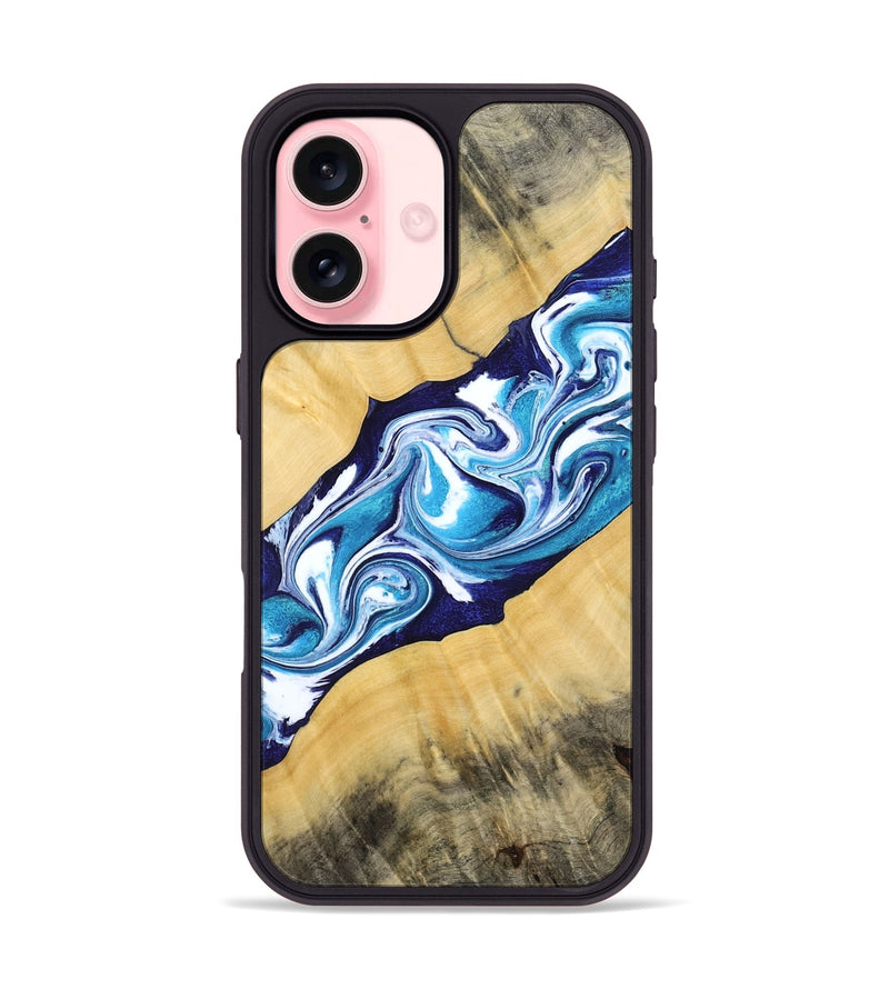 iPhone 16 Wood Phone Case - Martha (Blue, 794050)