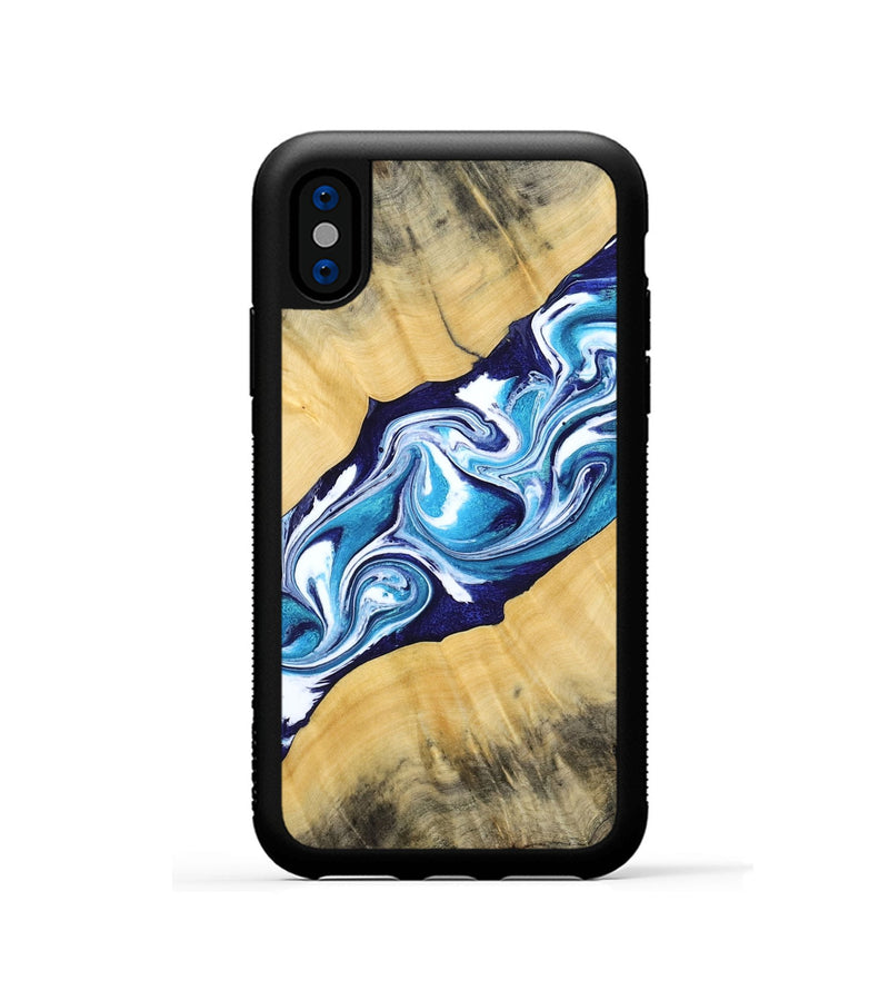 iPhone Xs Wood Phone Case - Martha (Blue, 794050)