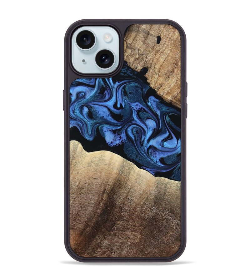iPhone 15 Plus Wood Phone Case - Roxann (Blue, 794053)