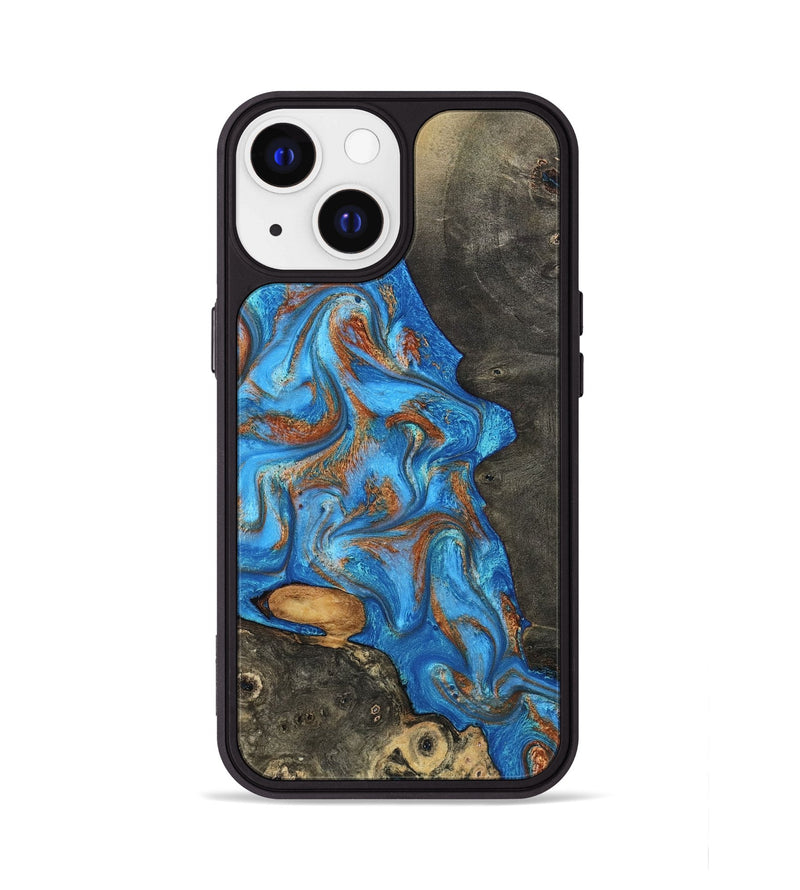 iPhone 13 Wood Phone Case - Lakelyn (Teal & Gold, 794114)