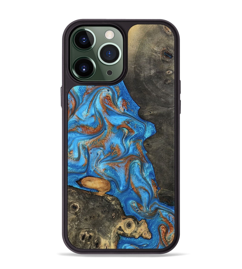 iPhone 13 Pro Max Wood Phone Case - Lakelyn (Teal & Gold, 794114)