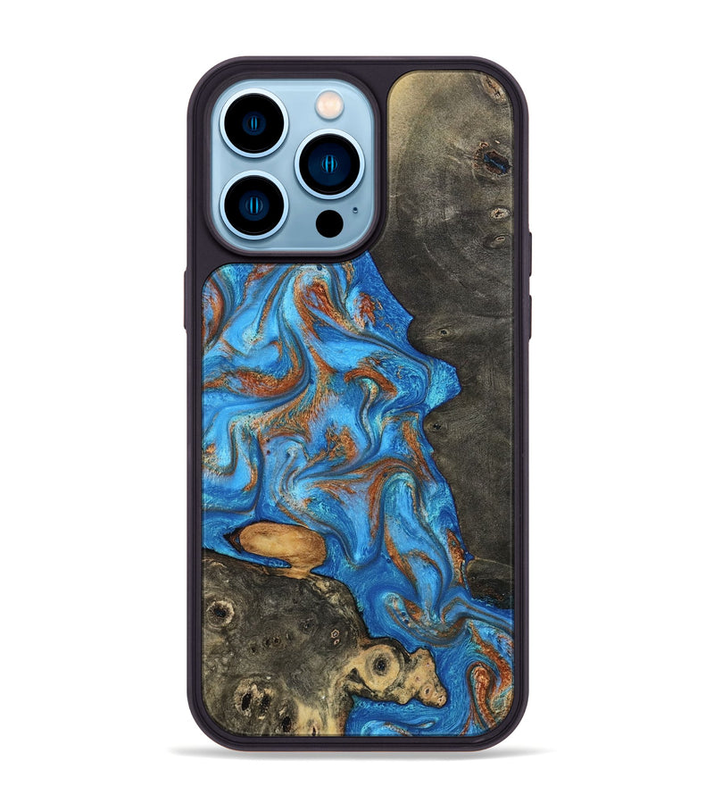 iPhone 14 Pro Max Wood Phone Case - Lakelyn (Teal & Gold, 794114)