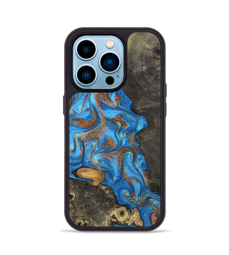 iPhone 14 Pro Wood Phone Case - Lakelyn (Teal & Gold, 794114)