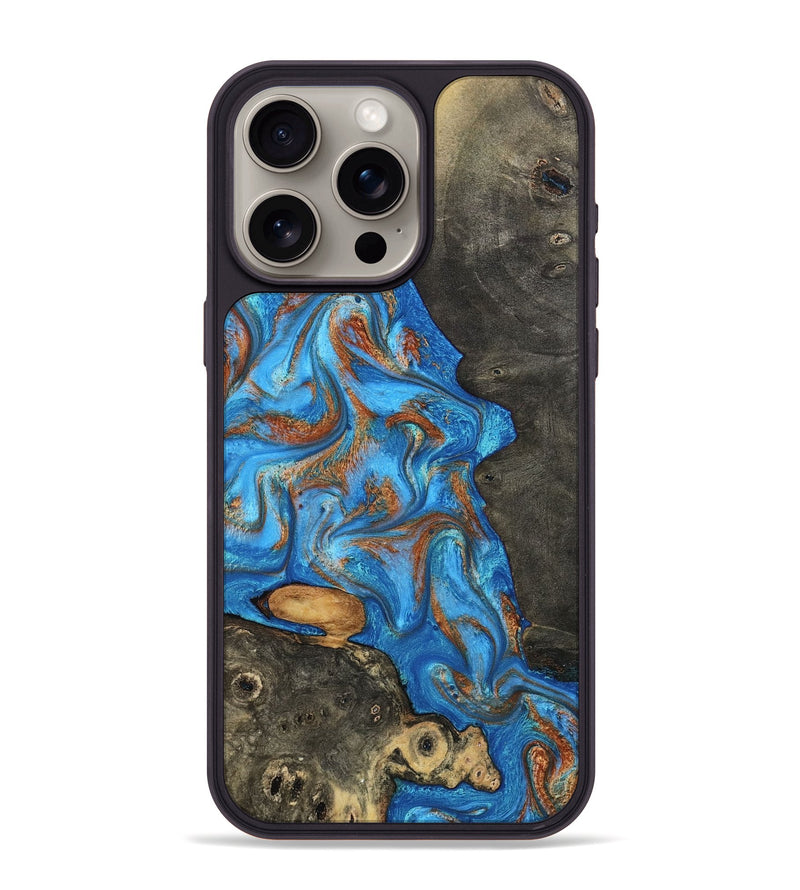 iPhone 15 Pro Max Wood Phone Case - Lakelyn (Teal & Gold, 794114)