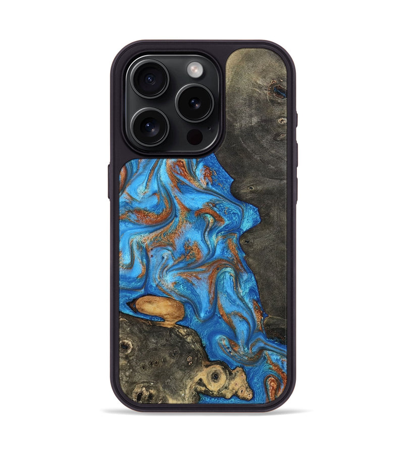 iPhone 15 Pro Wood Phone Case - Lakelyn (Teal & Gold, 794114)