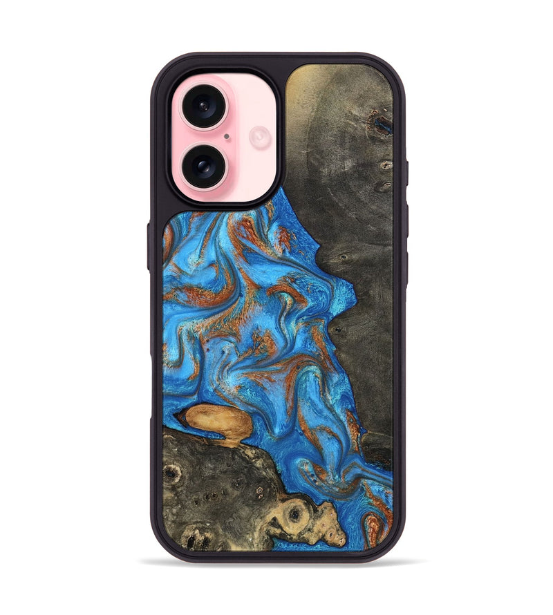 iPhone 16 Wood Phone Case - Lakelyn (Teal & Gold, 794114)