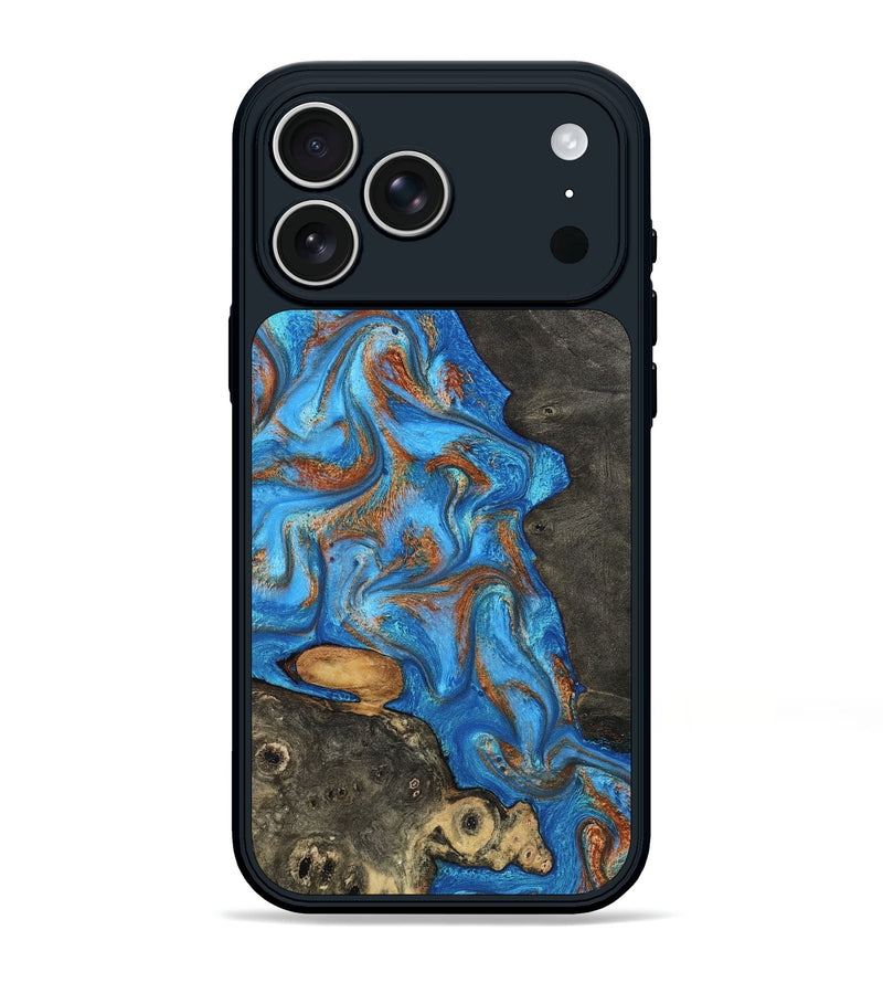 iPhone 17 Pro Max Wood Phone Case - Lakelyn (Teal & Gold, 794114)