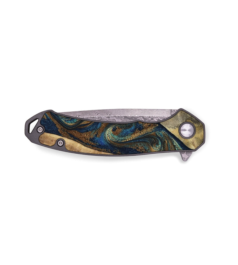 EDC Wood Pocket Knife - David (Teal & Gold, 794115)