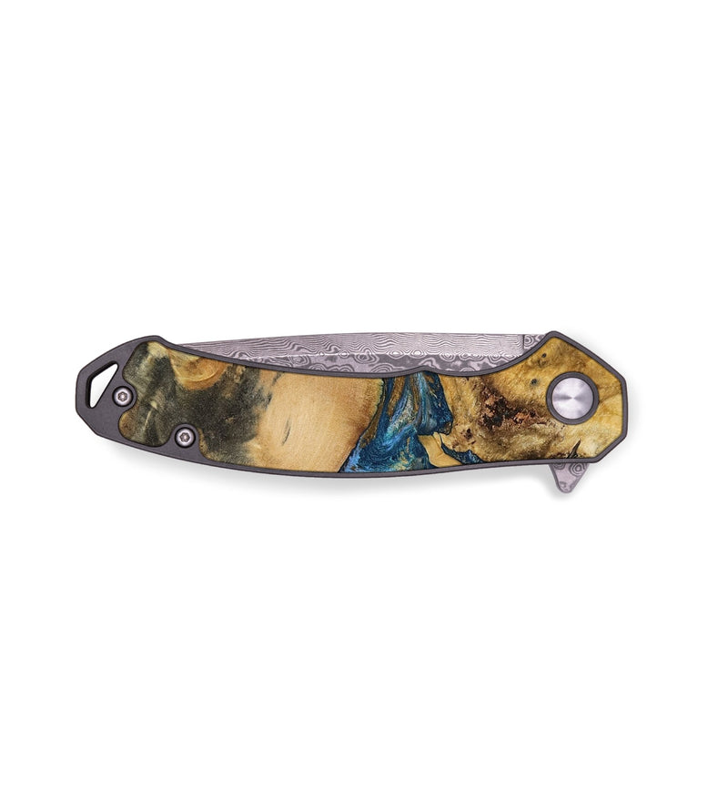 EDC Wood Pocket Knife - Ronda (Teal & Gold, 794116)