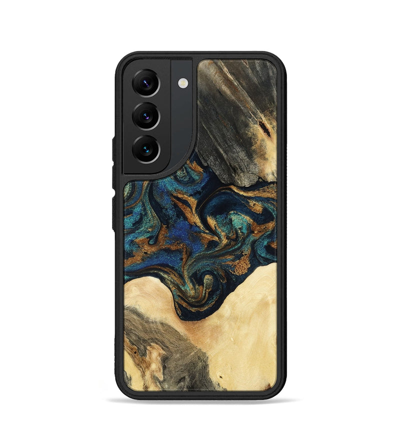 Galaxy S22 Wood Phone Case - Joey (Teal & Gold, 794117)