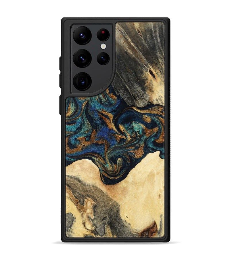 Galaxy S22 Ultra Wood Phone Case - Joey (Teal & Gold, 794117)