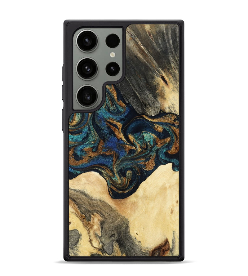 Galaxy S24 Ultra Wood Phone Case - Joey (Teal & Gold, 794117)