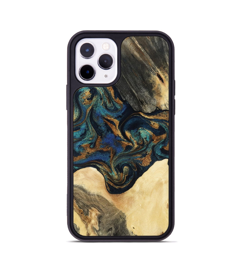 iPhone 11 Pro Wood Phone Case - Joey (Teal & Gold, 794117)