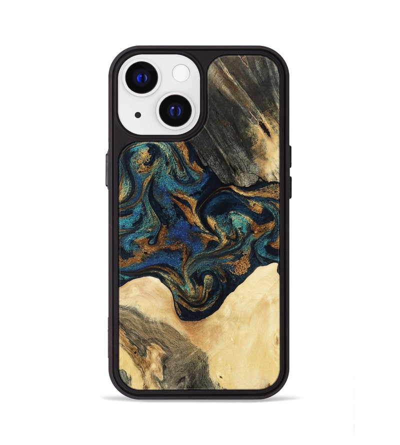 iPhone 13 Wood Phone Case - Joey (Teal & Gold, 794117)