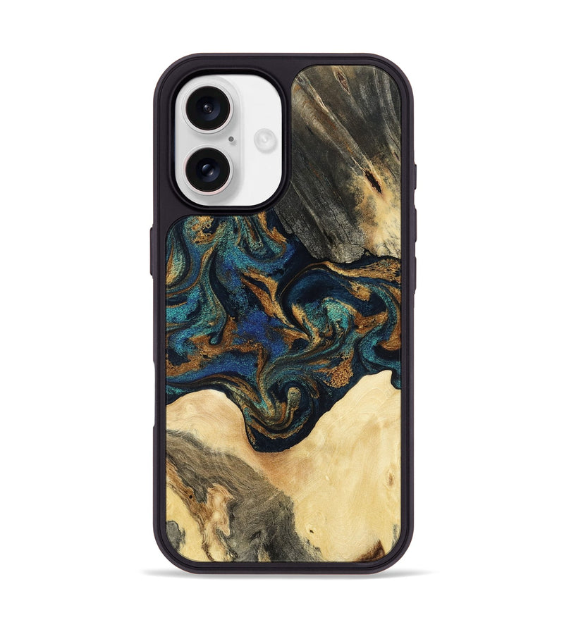 iPhone 17 Wood Phone Case - Joey (Teal & Gold, 794117)