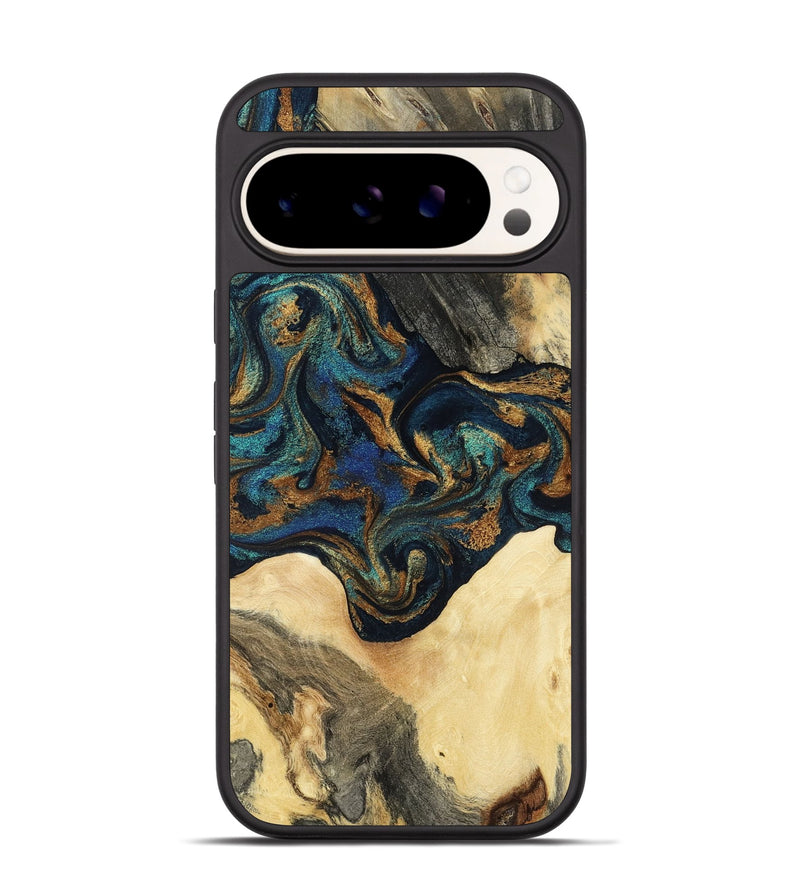 Pixel 9 Wood Phone Case - Joey (Teal & Gold, 794117)