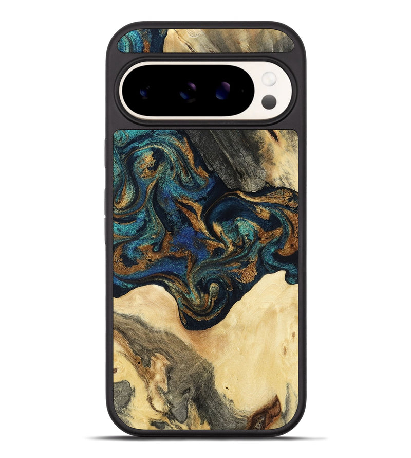 Pixel 9 Pro XL Wood Phone Case - Joey (Teal & Gold, 794117)