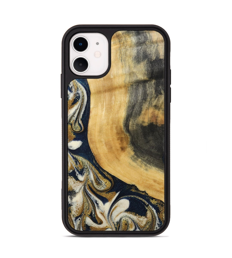 iPhone 11 Wood Phone Case - Bertie (Teal & Gold, 794118)