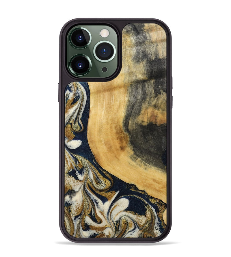 iPhone 13 Pro Max Wood Phone Case - Bertie (Teal & Gold, 794118)