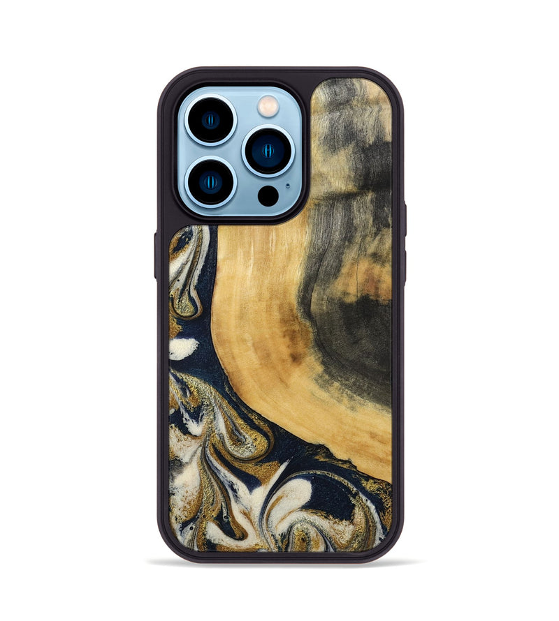 iPhone 14 Pro Wood Phone Case - Bertie (Teal & Gold, 794118)
