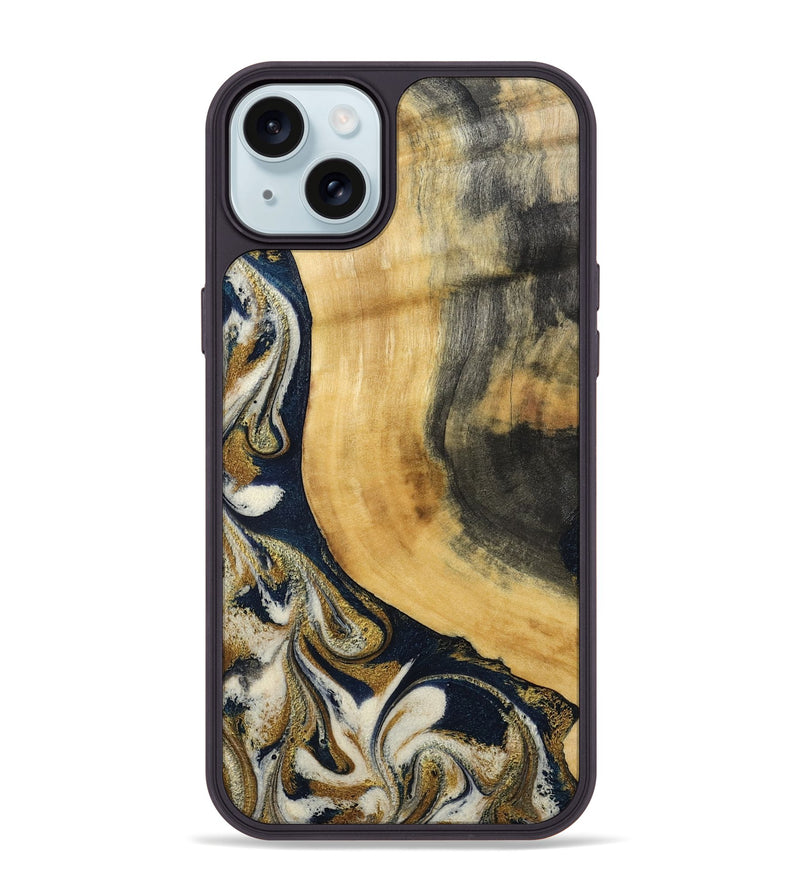 iPhone 15 Plus Wood Phone Case - Bertie (Teal & Gold, 794118)
