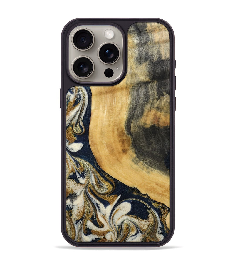 iPhone 15 Pro Max Wood Phone Case - Bertie (Teal & Gold, 794118)
