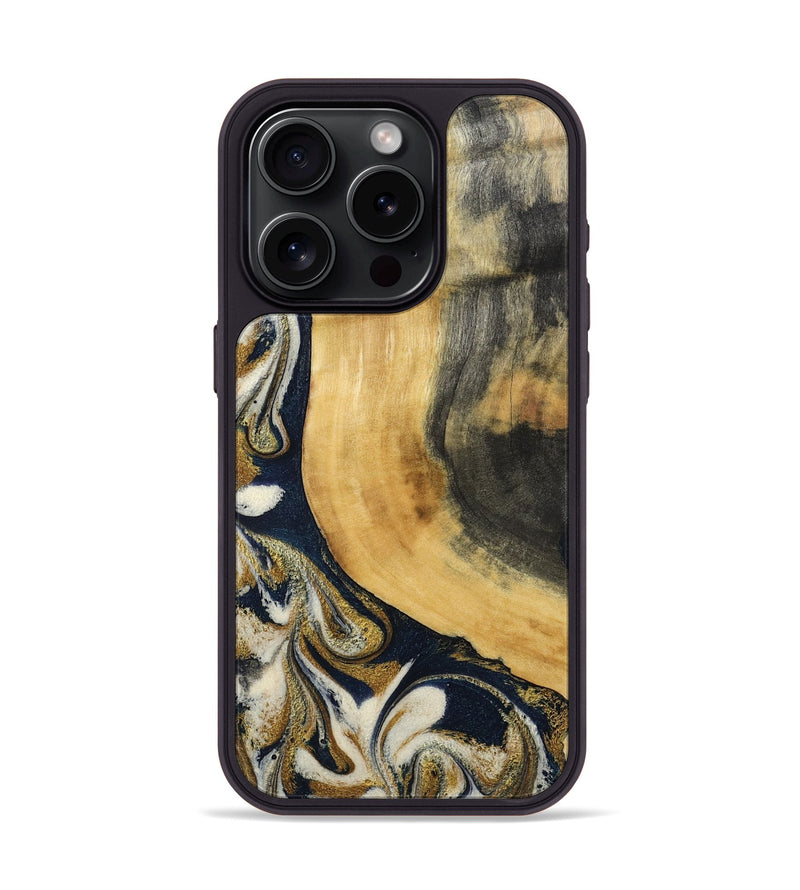 iPhone 15 Pro Wood Phone Case - Bertie (Teal & Gold, 794118)