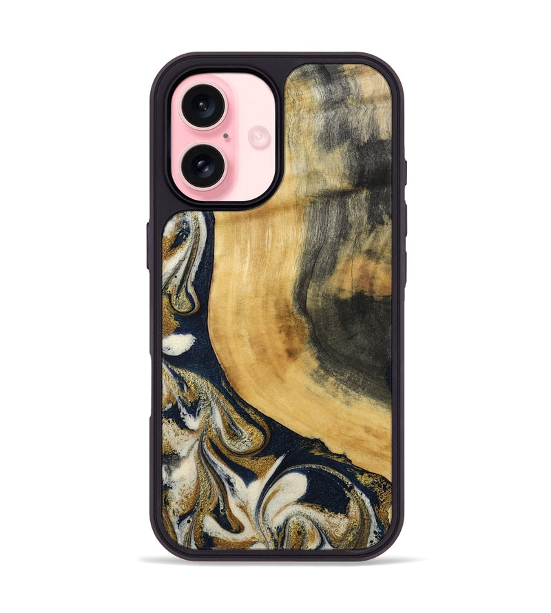 iPhone 16 Wood Phone Case - Bertie (Teal & Gold, 794118)