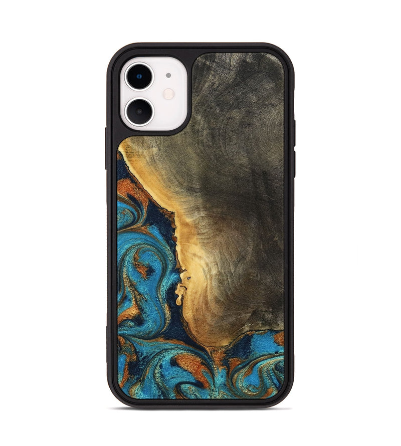iPhone 11 Wood Phone Case - Gust (Teal & Gold, 794121)